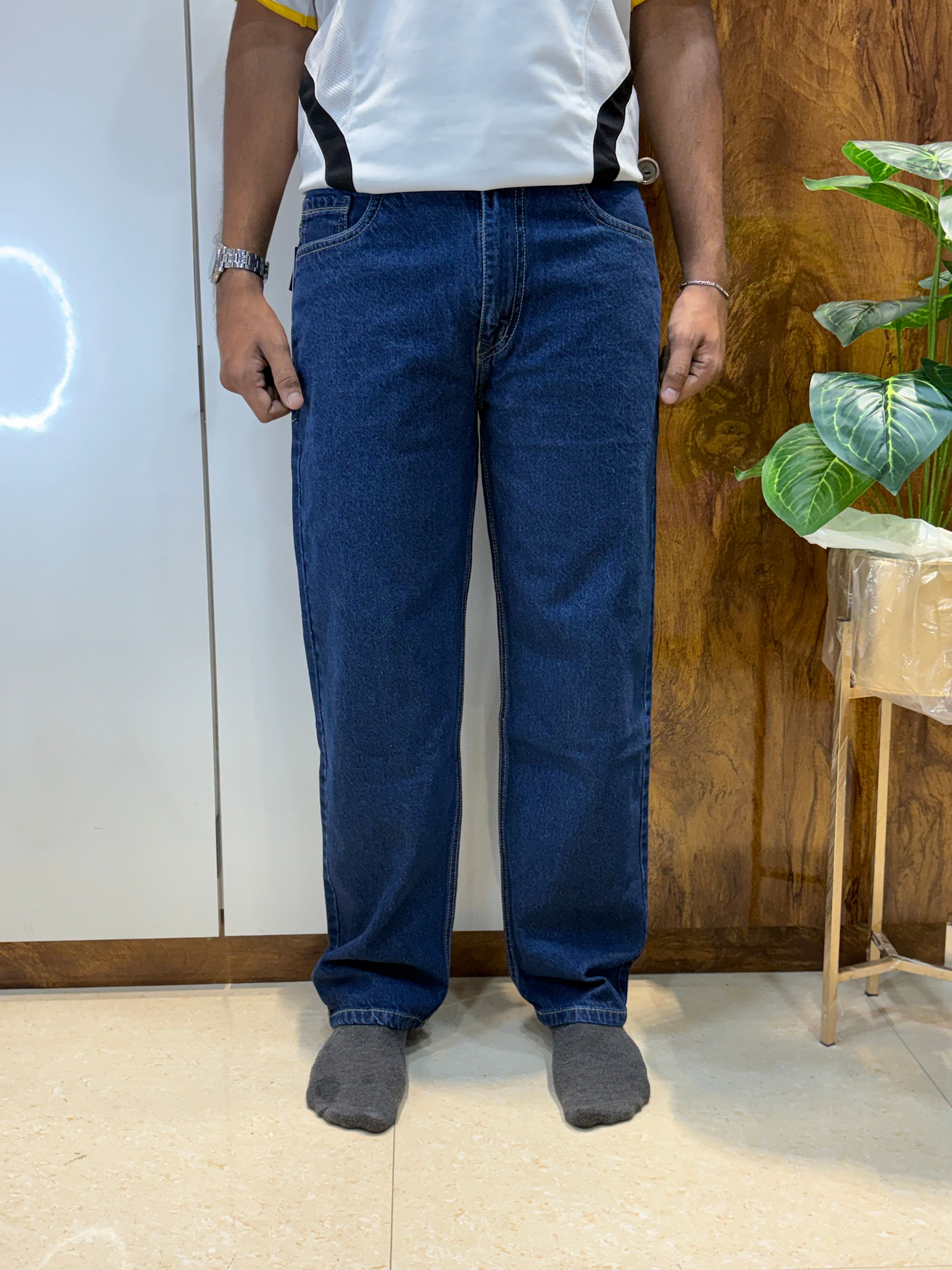Classic Dark Blue Straight-Fit Jeans