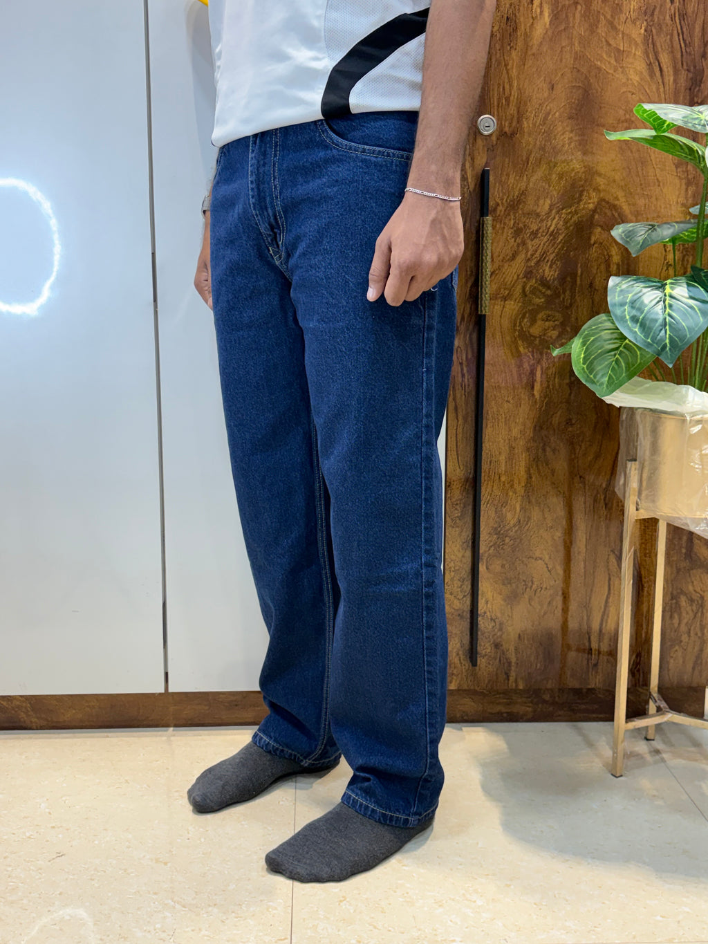 Classic Dark Blue Straight-Fit Jeans