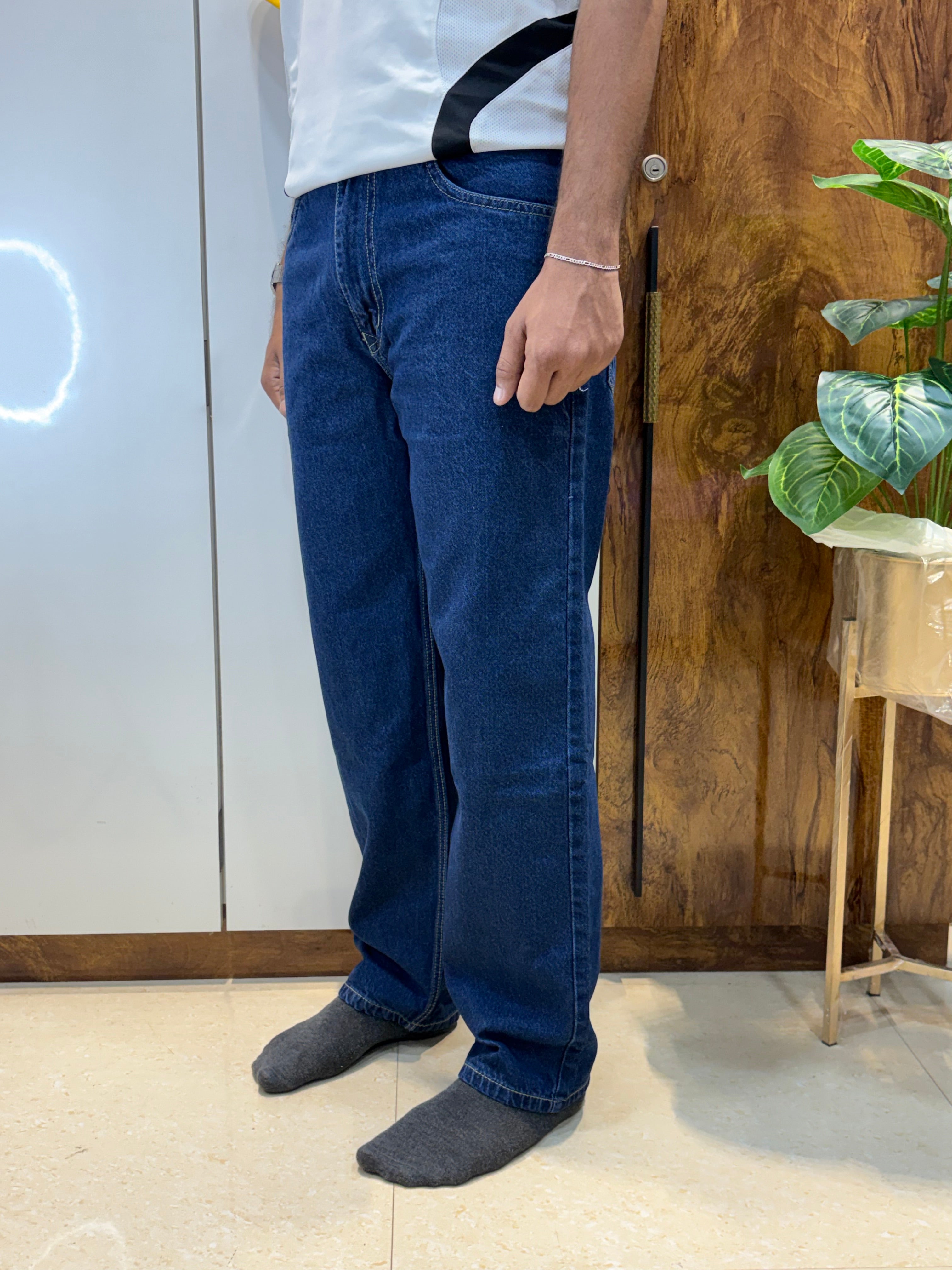 Classic Dark Blue Straight-Fit Jeans