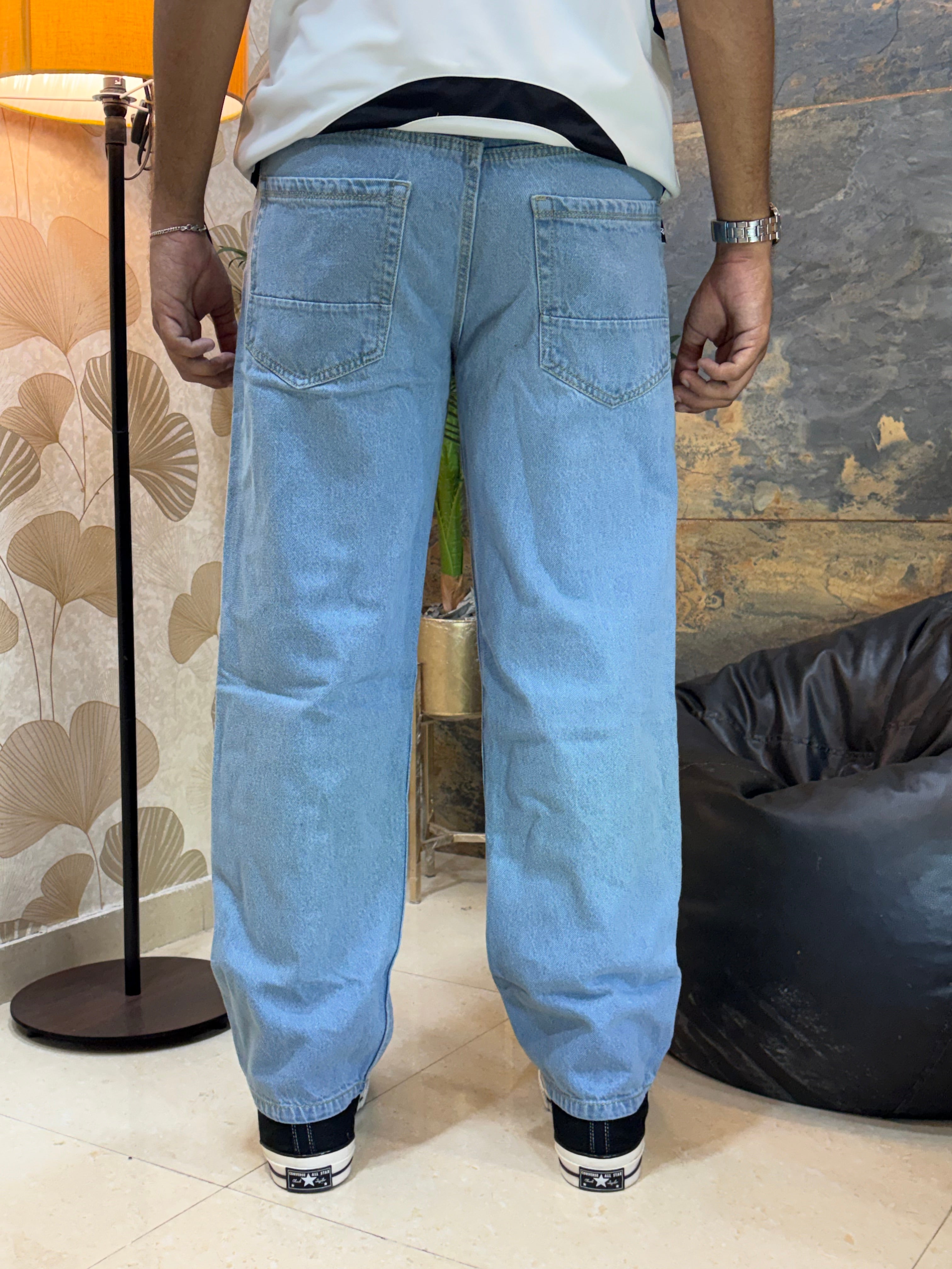 Classic Ice Blue Straight-Fit Jeans