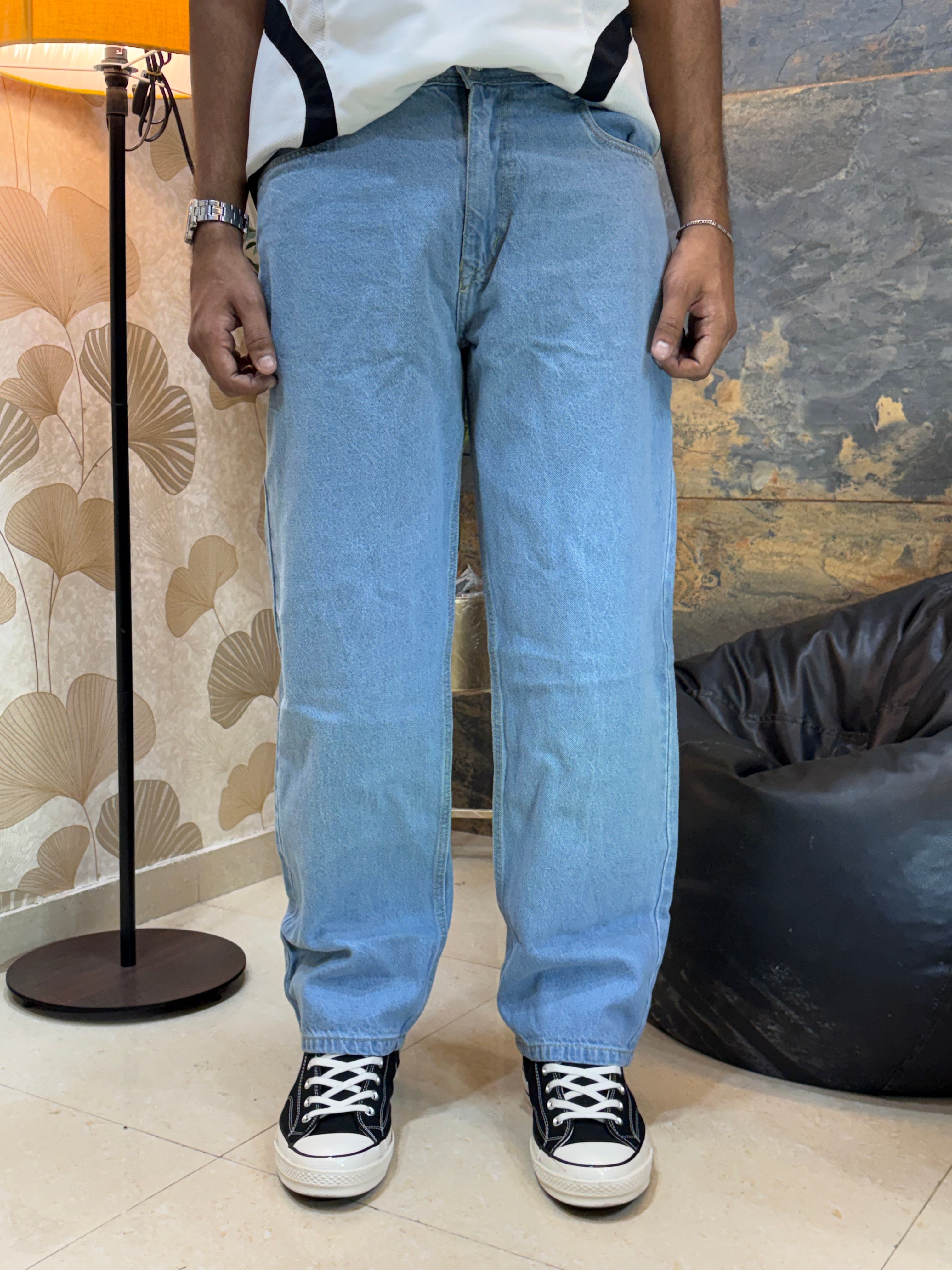Classic Ice Blue Straight-Fit Jeans
